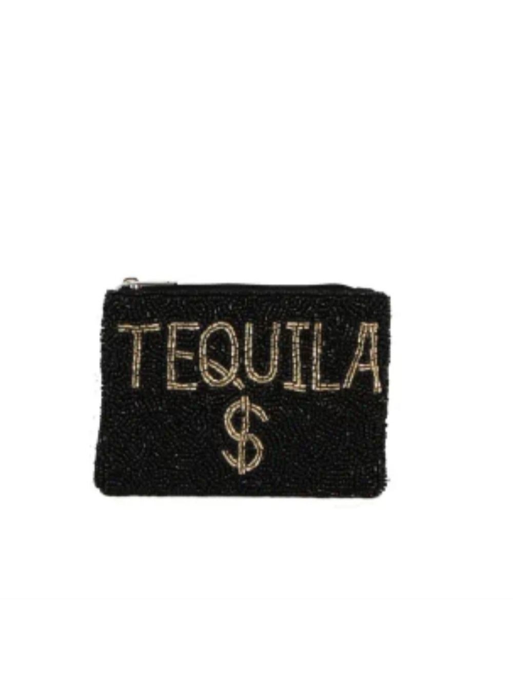 Black Beaded Tequila $ Coin Purse